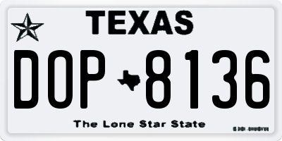 TX license plate DOP8136