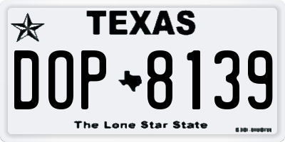 TX license plate DOP8139