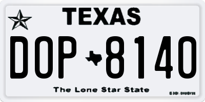 TX license plate DOP8140
