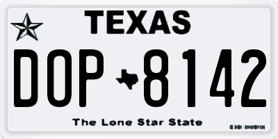 TX license plate DOP8142