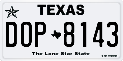 TX license plate DOP8143