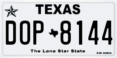 TX license plate DOP8144