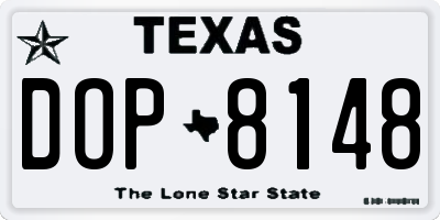 TX license plate DOP8148