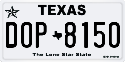 TX license plate DOP8150