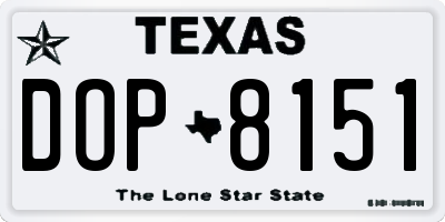 TX license plate DOP8151