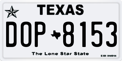 TX license plate DOP8153