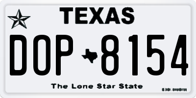 TX license plate DOP8154
