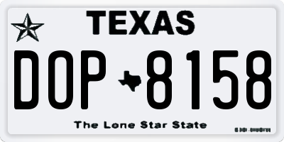 TX license plate DOP8158