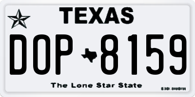 TX license plate DOP8159