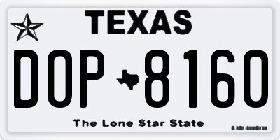TX license plate DOP8160