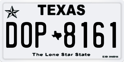 TX license plate DOP8161