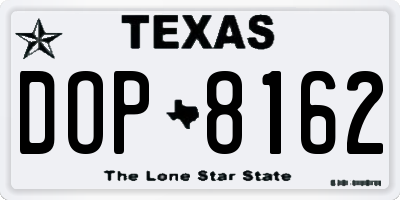 TX license plate DOP8162
