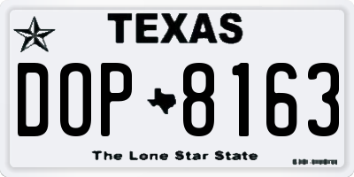 TX license plate DOP8163