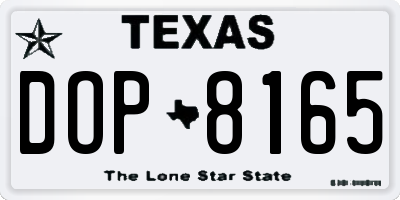 TX license plate DOP8165