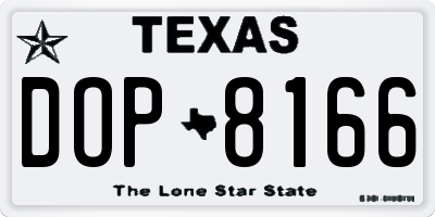 TX license plate DOP8166