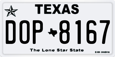 TX license plate DOP8167