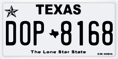 TX license plate DOP8168