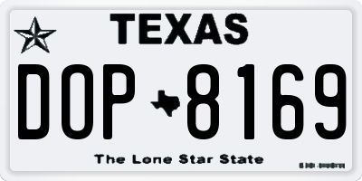 TX license plate DOP8169
