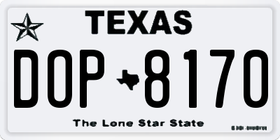 TX license plate DOP8170
