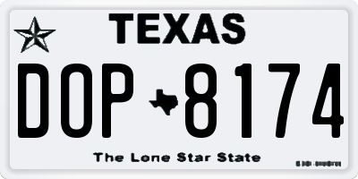 TX license plate DOP8174