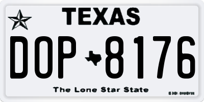 TX license plate DOP8176