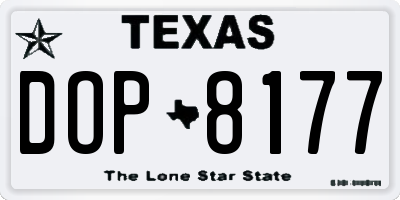 TX license plate DOP8177