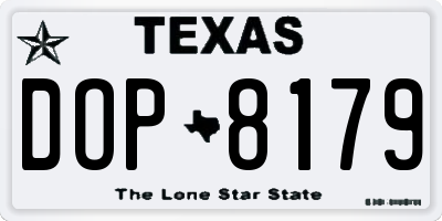 TX license plate DOP8179