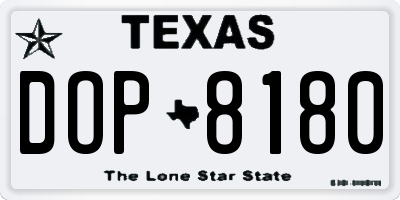 TX license plate DOP8180