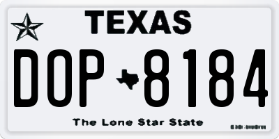 TX license plate DOP8184