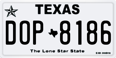 TX license plate DOP8186