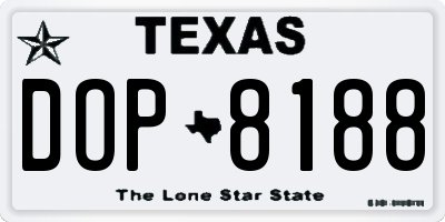 TX license plate DOP8188