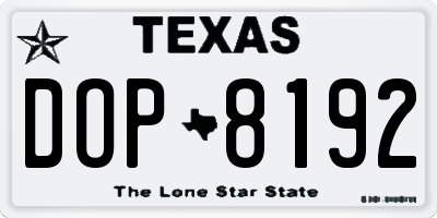 TX license plate DOP8192