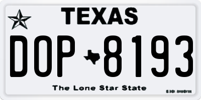 TX license plate DOP8193