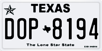 TX license plate DOP8194