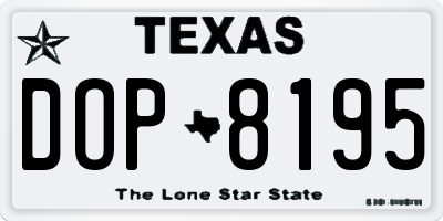 TX license plate DOP8195