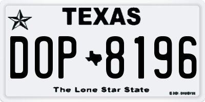 TX license plate DOP8196