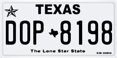 TX license plate DOP8198