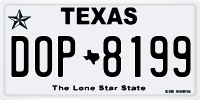 TX license plate DOP8199