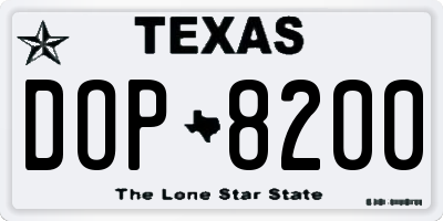 TX license plate DOP8200