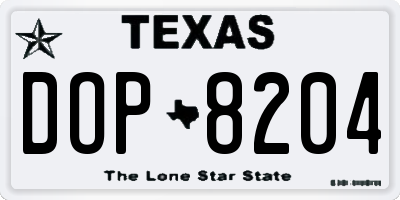 TX license plate DOP8204