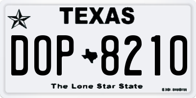 TX license plate DOP8210