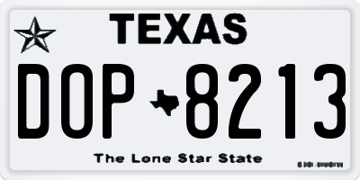 TX license plate DOP8213