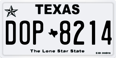 TX license plate DOP8214