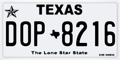 TX license plate DOP8216