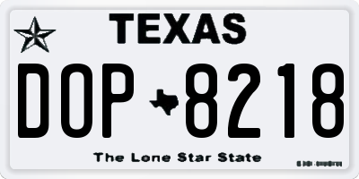 TX license plate DOP8218