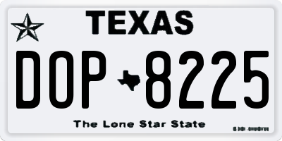TX license plate DOP8225
