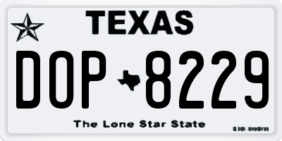 TX license plate DOP8229