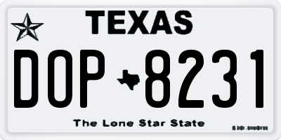 TX license plate DOP8231