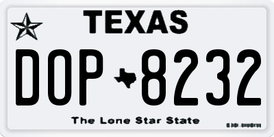 TX license plate DOP8232