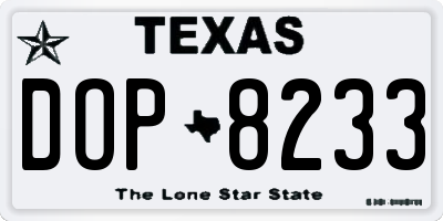 TX license plate DOP8233